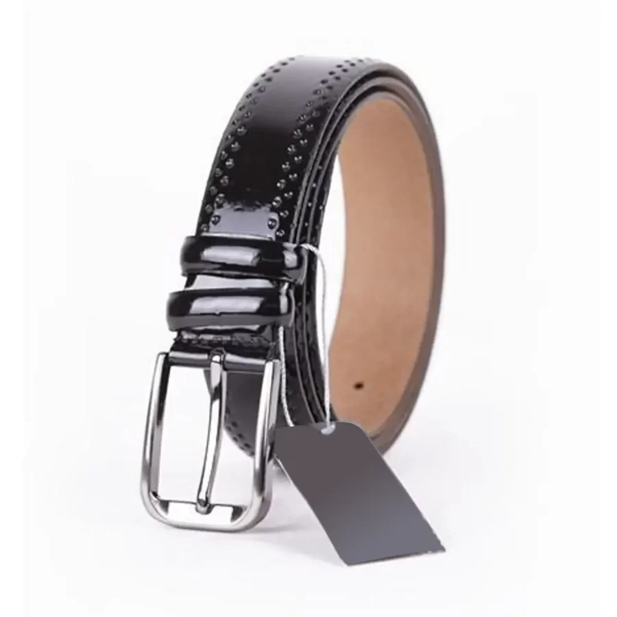 Black Mens Belt For Suit Patent Leather ST01418 3