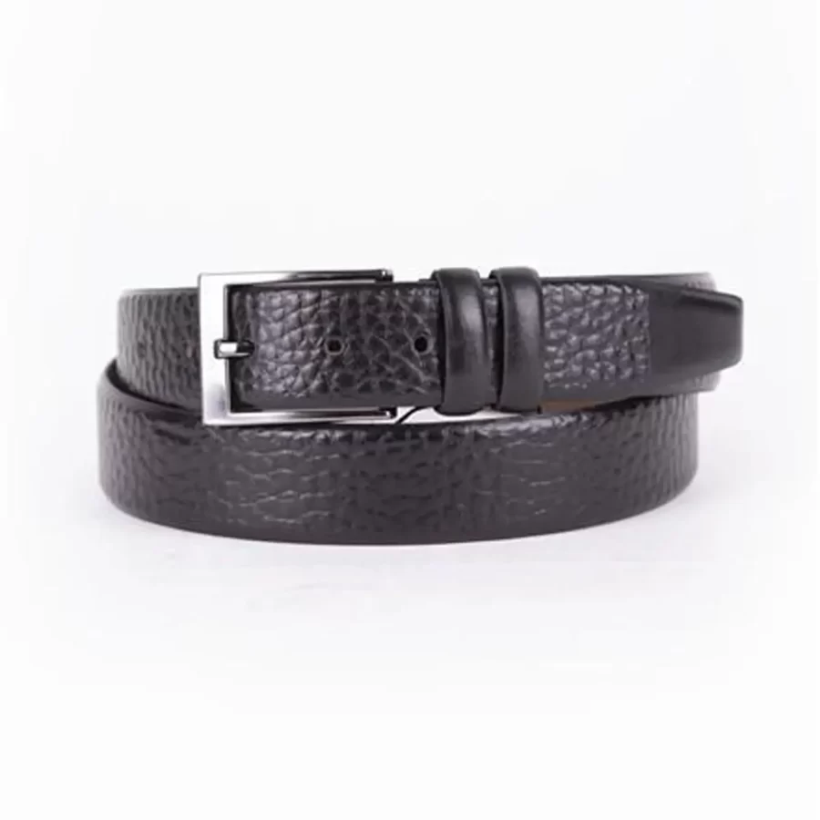 Black Mens Belt For Trousers Genuine Leather With Texture ST01518 1