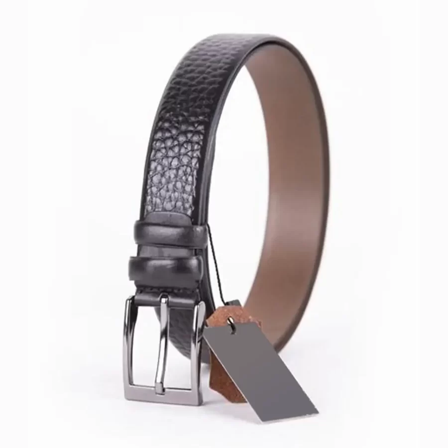 Black Mens Belt For Trousers Genuine Leather With Texture ST01518 3