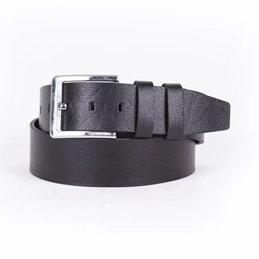 Black Mens Belt Wide Casual Genuine Leather ST00041 4
