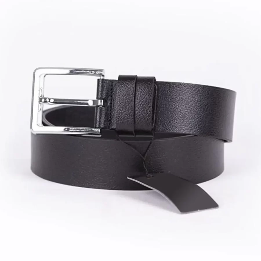 Black Mens Belt Wide Casual Genuine Leather ST00041 5