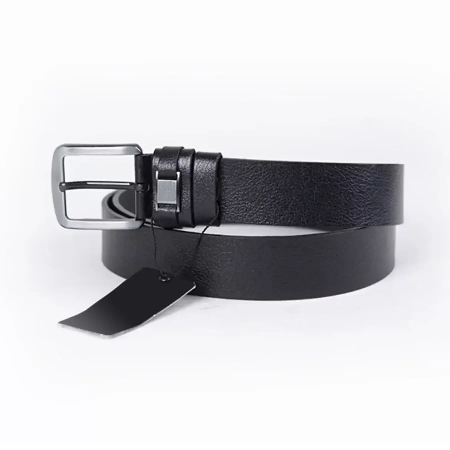 Black Mens Belt Wide Casual Genuine Leather ST00855 1
