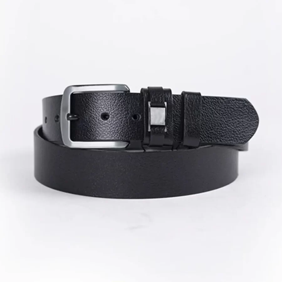 Black Mens Belt Wide Casual Genuine Leather ST00855 2
