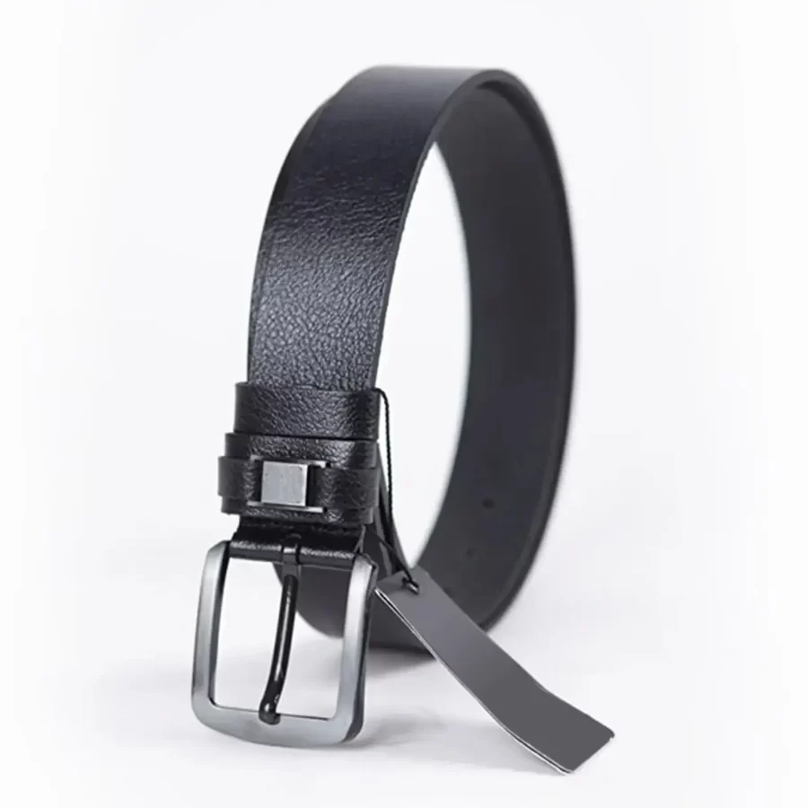 Black Mens Belt Wide Casual Genuine Leather ST00855 3