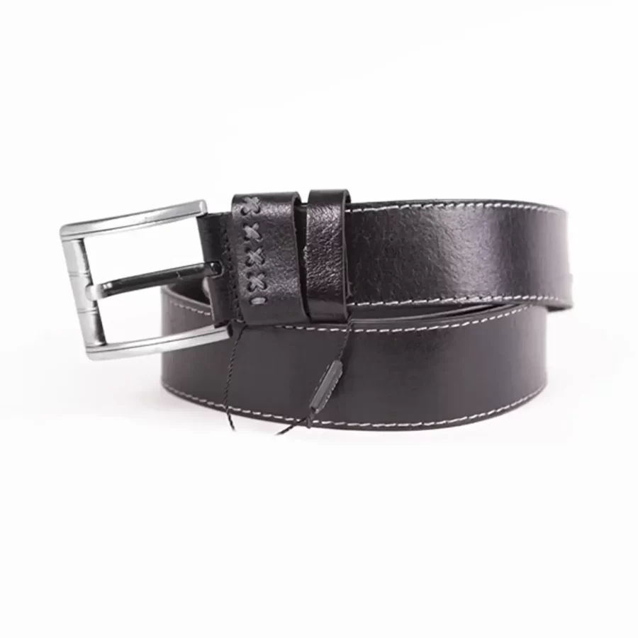 Black Mens Belt Wide Casual Grain Leather ST00872 2