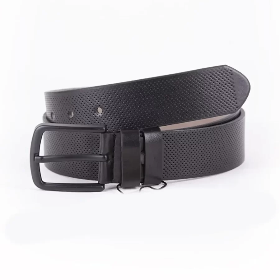 Black Mens Vegan Leather Belt For Jeans ST00916 2