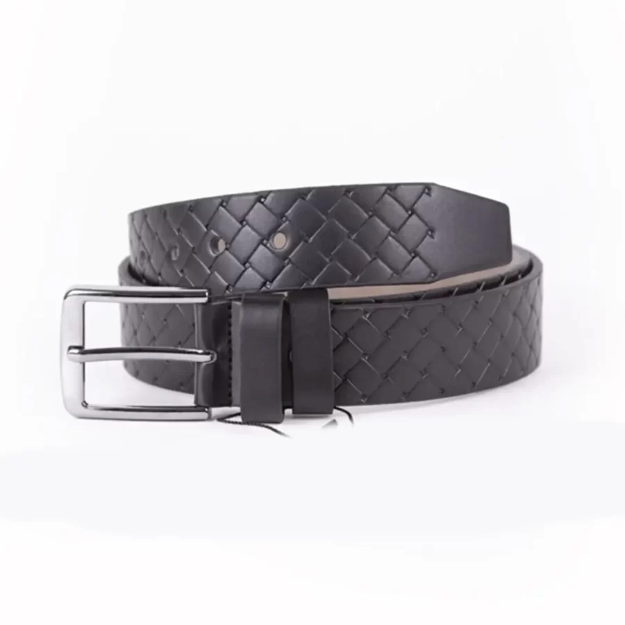 Black Mens Vegan Leather Belt For Jeans TYC00123301597 2