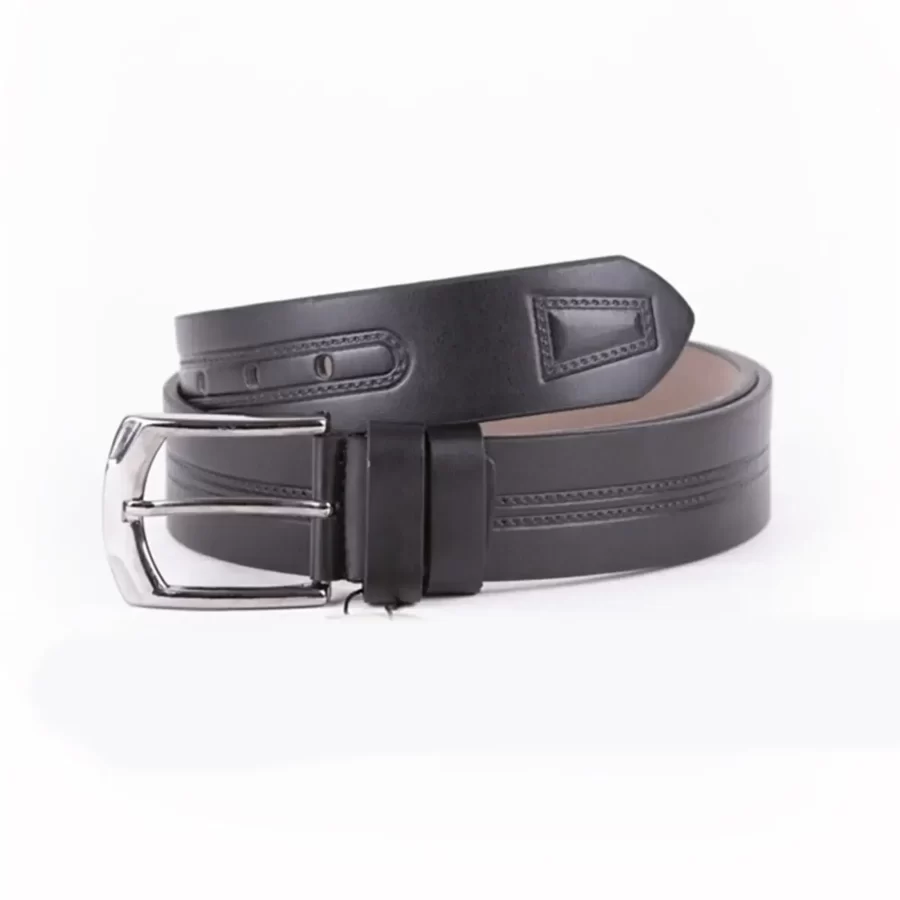 Black Mens Vegan Leather Belt For Jeans TYC00123656436 2