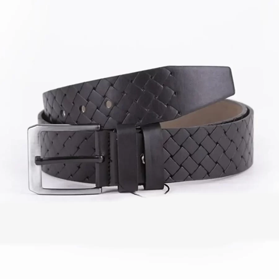 Black Mens Vegan Leather Belt For Jeans Wide 4 5 cm ST00966 2