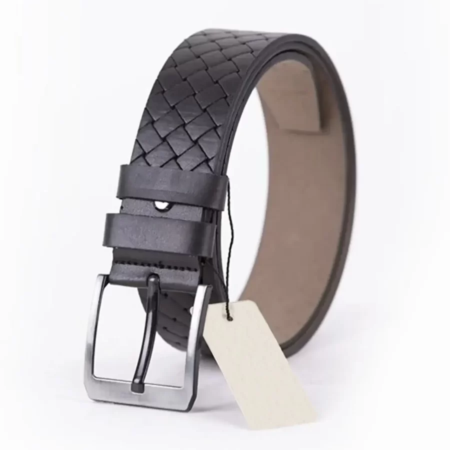 Black Mens Vegan Leather Belt For Jeans Wide 4 5 cm ST00966 3