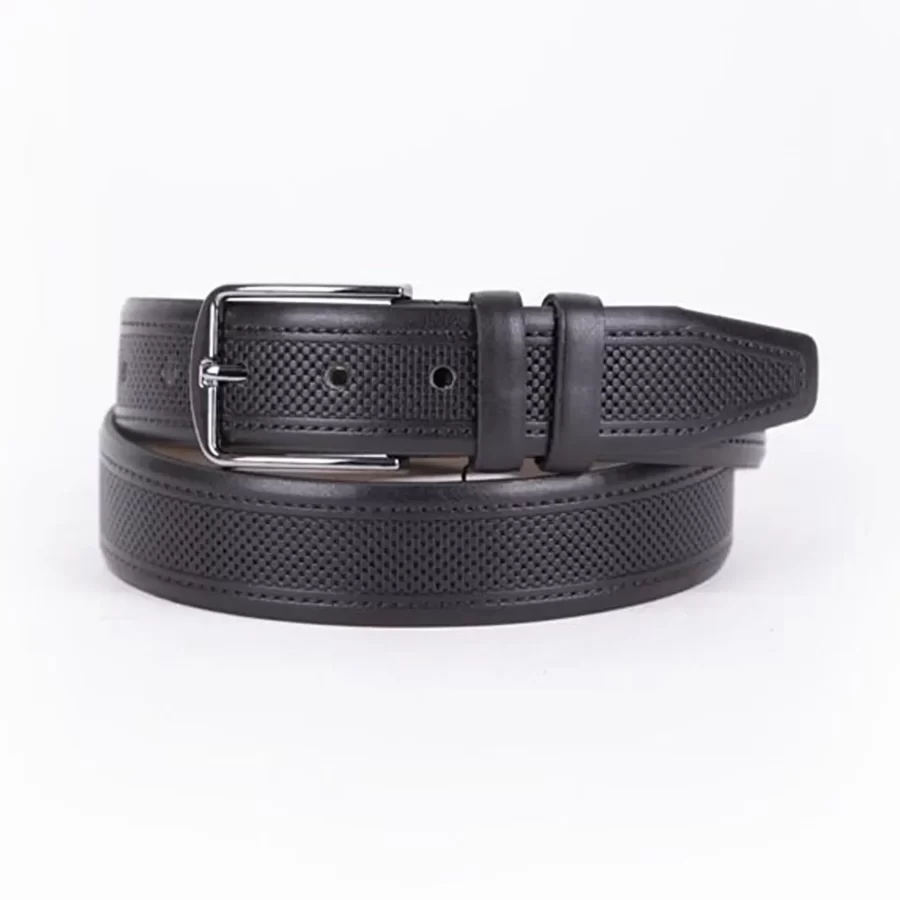 Black Mens Vegan Leather Belt For Suit ST00822 1