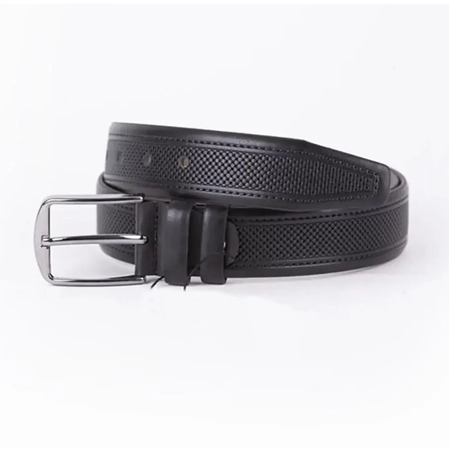 Black Mens Vegan Leather Belt For Suit ST00822 2