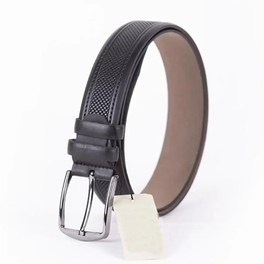 Black Mens Vegan Leather Belt For Suit ST00822 3