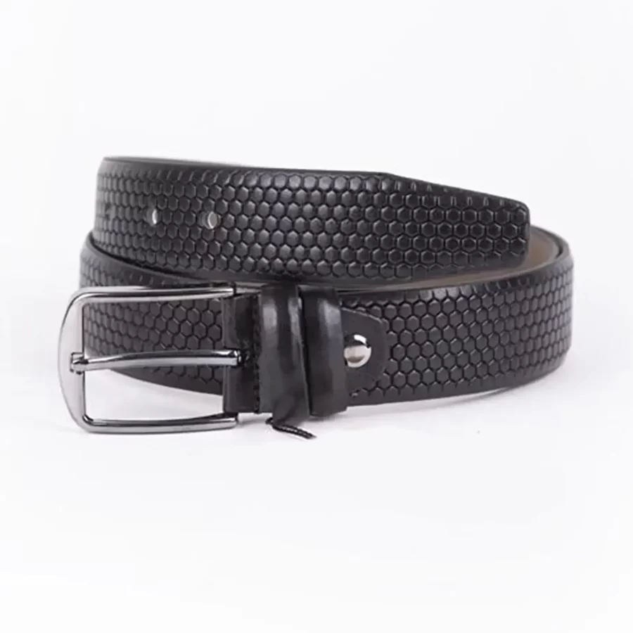 Black Mens Vegan Leather Belt For Suit ST00824 2