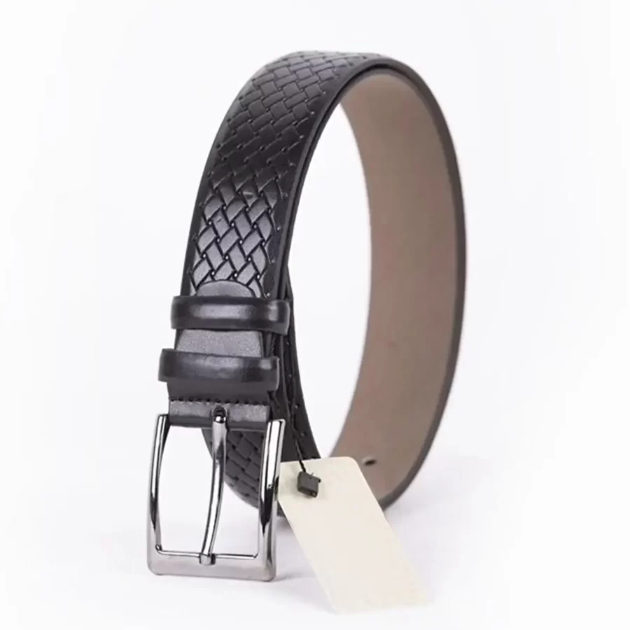 Black Mens Vegan Leather Belt For Suit ST00892 1