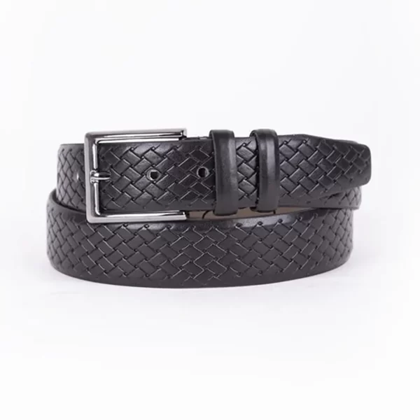 Black Mens Vegan Leather Belt For Suit ST00894 1