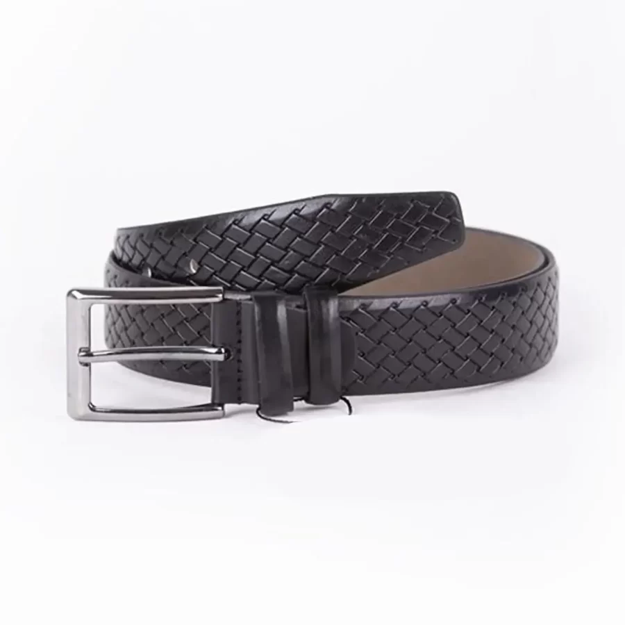 Black Mens Vegan Leather Belt For Suit ST00894 2