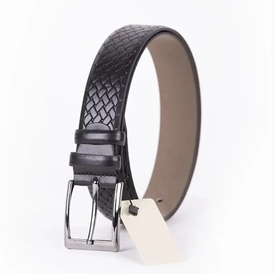 Black Mens Vegan Leather Belt For Suit ST00894 3