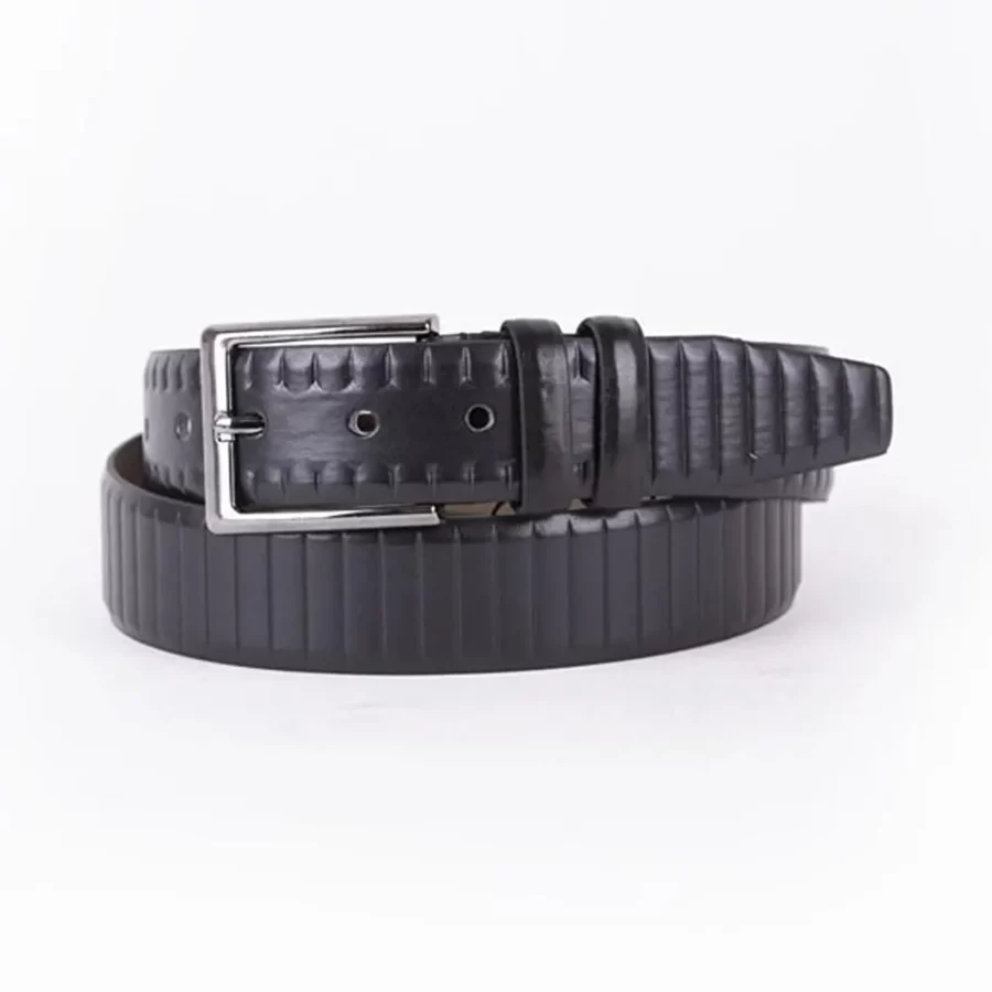 Black Mens Vegan Leather Belt For Suit ST00904 1