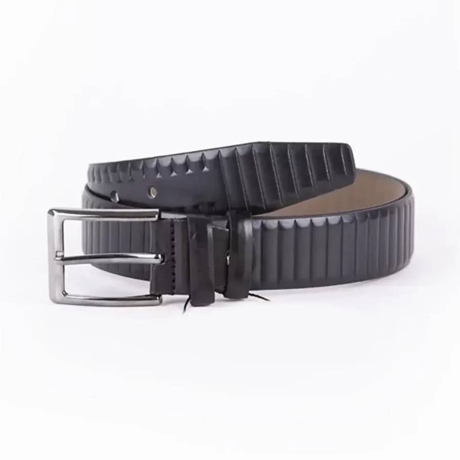 Black Mens Vegan Leather Belt For Suit ST00904 2
