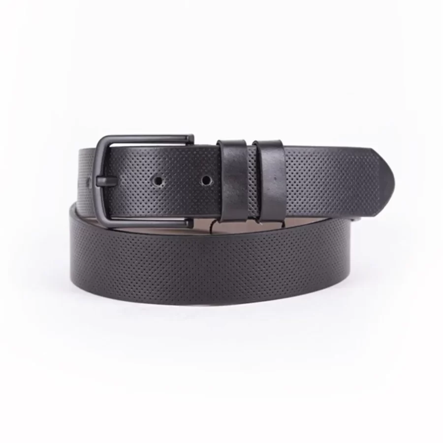 Black Mens Vegan Leather Belt Perforated For Jeans TYC00123292638 1