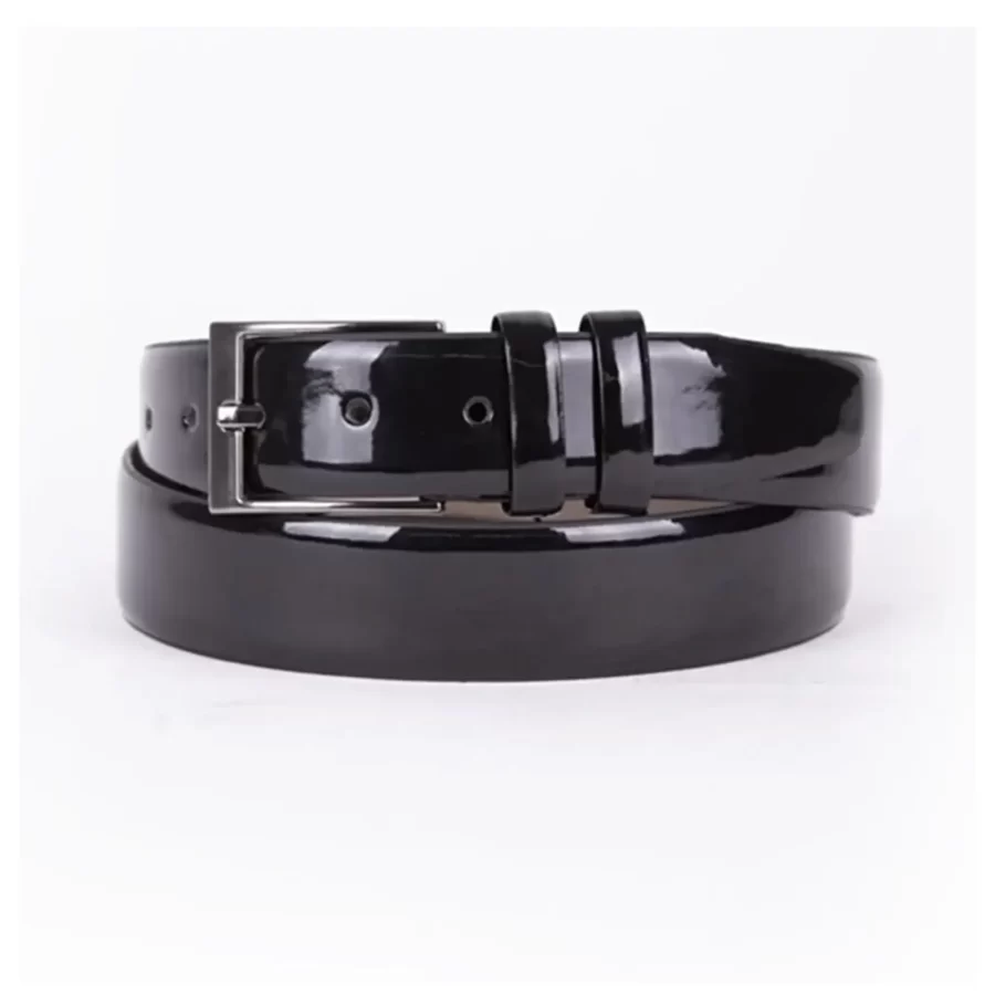 Black Patent Mens Vegan Leather Belt For Suit 351 101 1