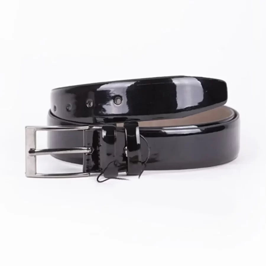 Black Patent Mens Vegan Leather Belt For Suit 351 101 2