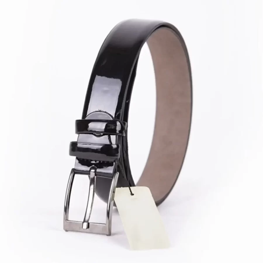 Black Patent Mens Vegan Leather Belt For Suit 351 101 3