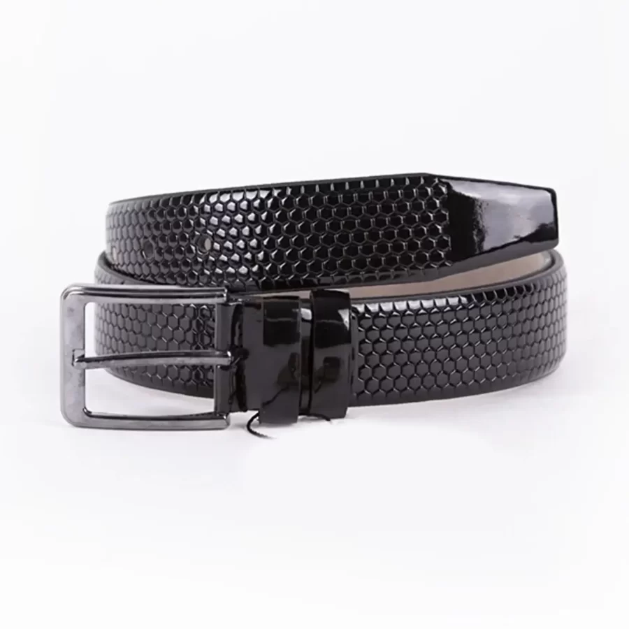 Black Patent Mens Vegan Leather Belt For Suit ST00824 13