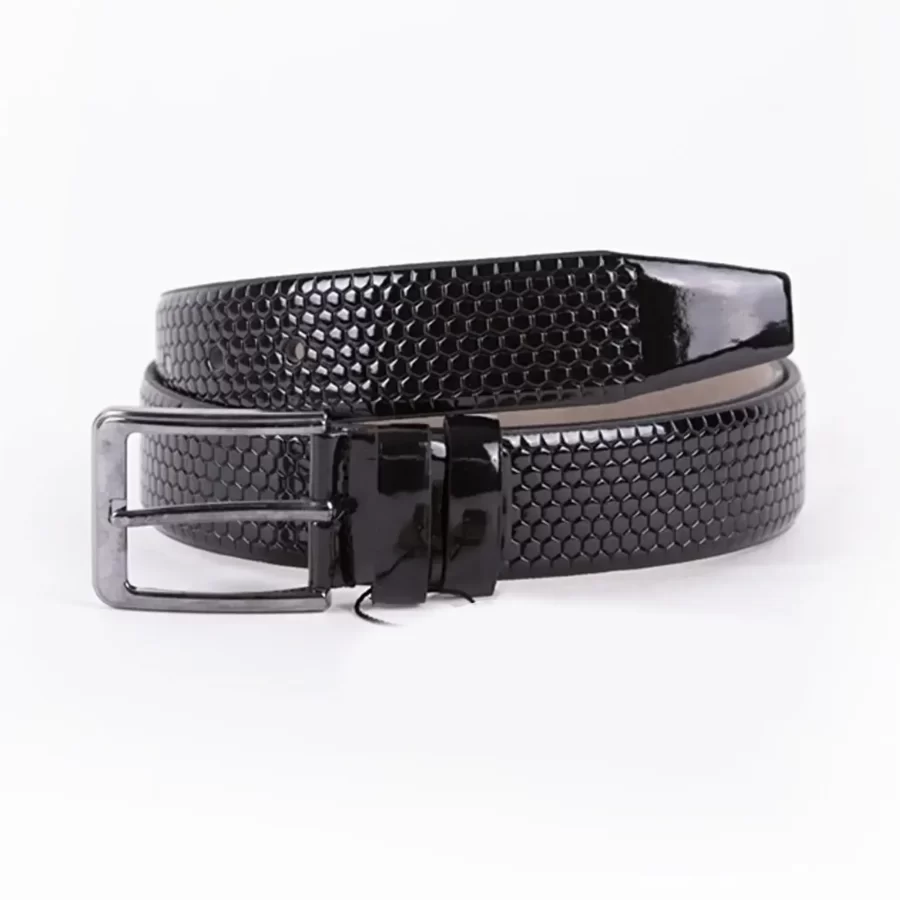 Black Patent Mens Vegan Leather Belt For Suit ST00824 14