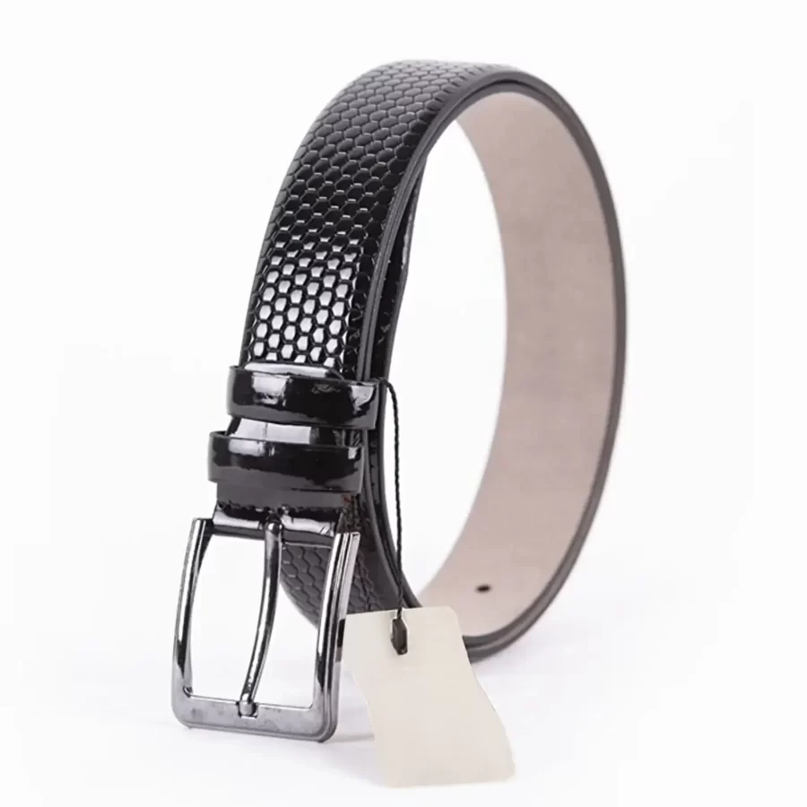 Black Patent Mens Vegan Leather Belt For Suit ST00824 15