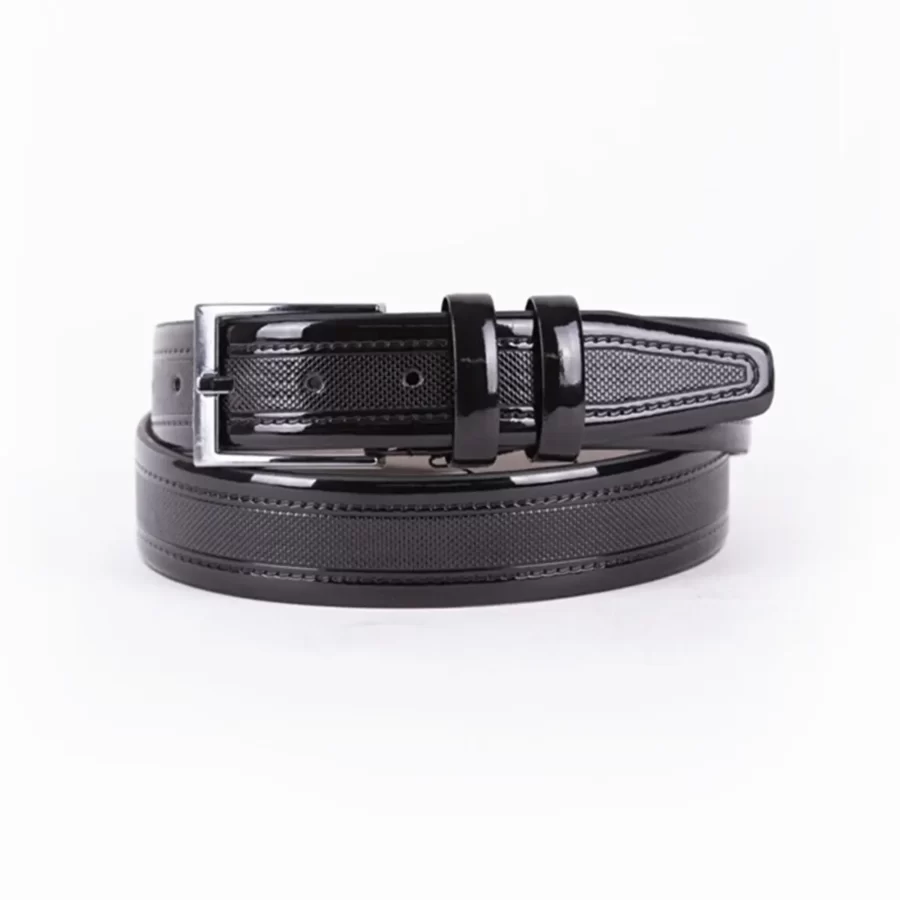 Black Patent Mens Vegan Leather Belt For Suit TYC00122911388 1