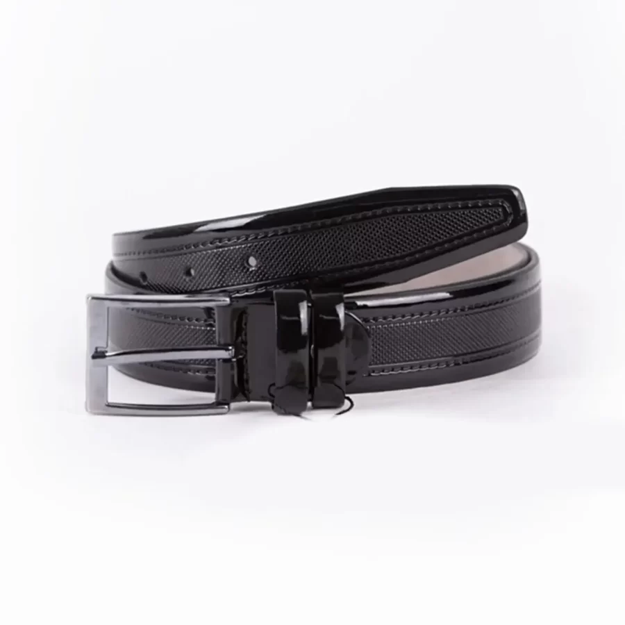 Black Patent Mens Vegan Leather Belt For Suit TYC00122911388 2