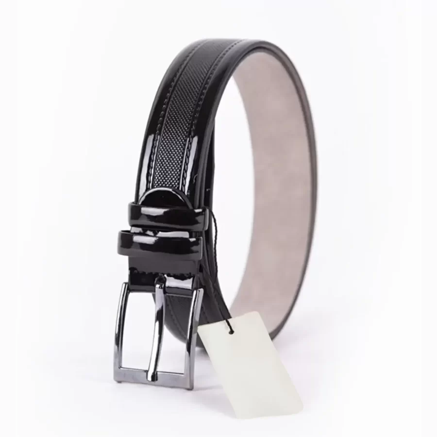 Black Patent Mens Vegan Leather Belt For Suit TYC00122911388 3