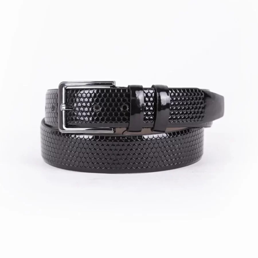 Black Patent Mens Vegan Leather Belt For Suit TYC00122912740 1