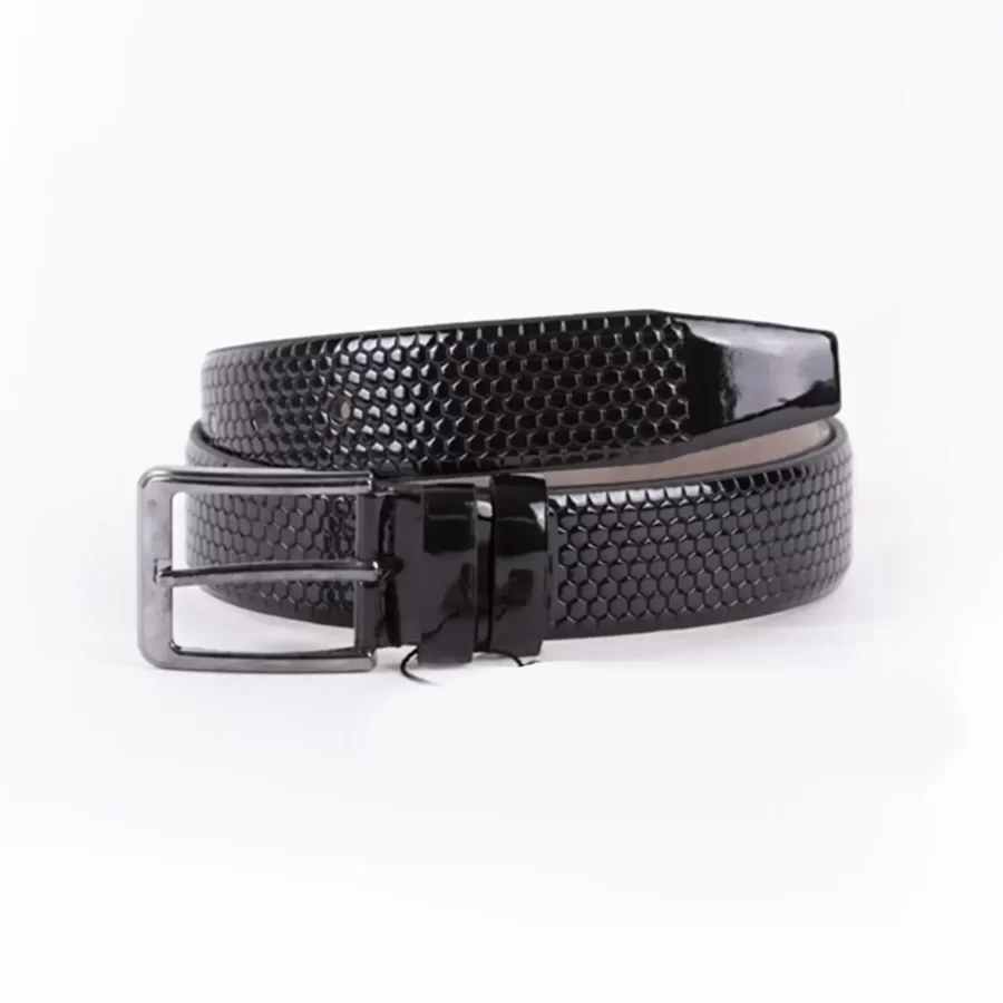 Black Patent Mens Vegan Leather Belt For Suit TYC00122912740 2