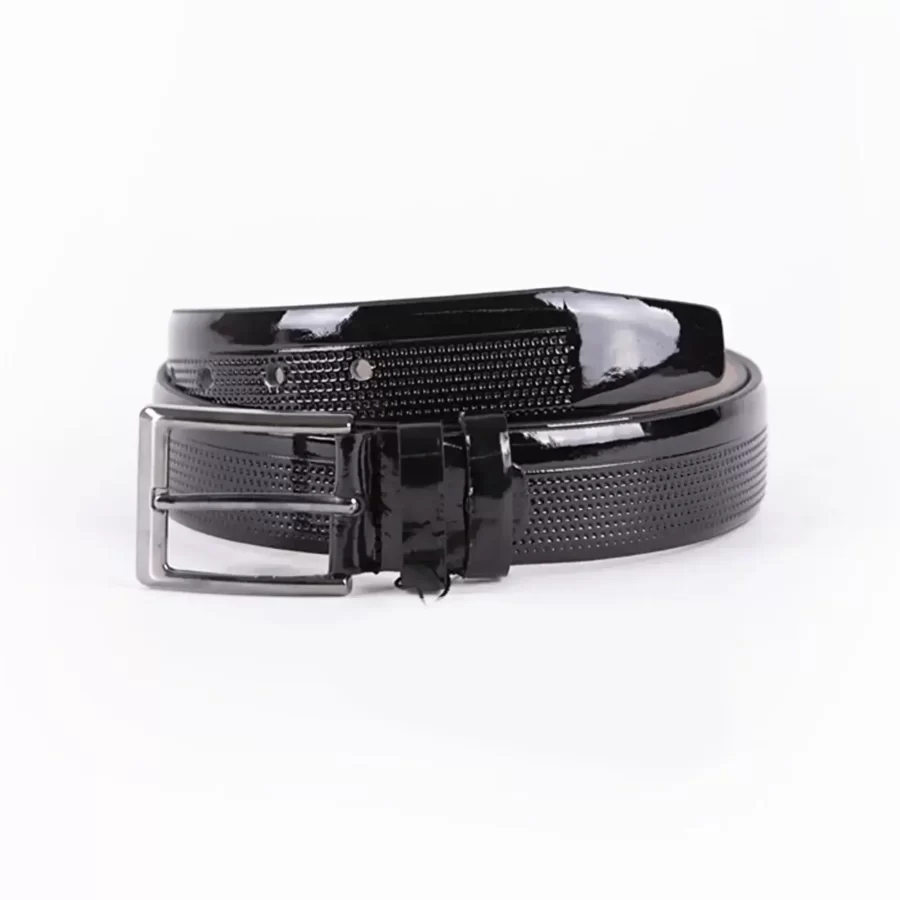 Black Patent Mens Vegan Leather Belt For Suit TYC00123081007 2