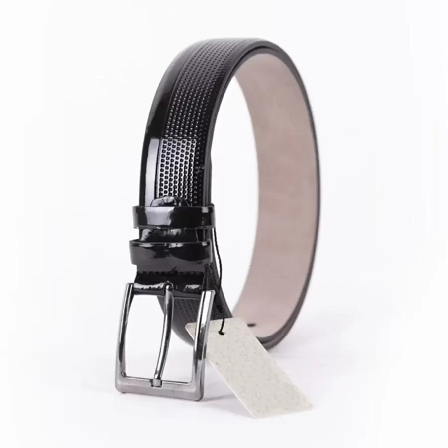 Black Patent Mens Vegan Leather Belt For Suit TYC00123081007 3