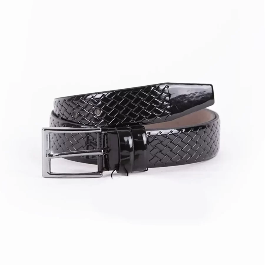 Black Patent Mens Vegan Leather Belt For Suit TYC00123125226 13