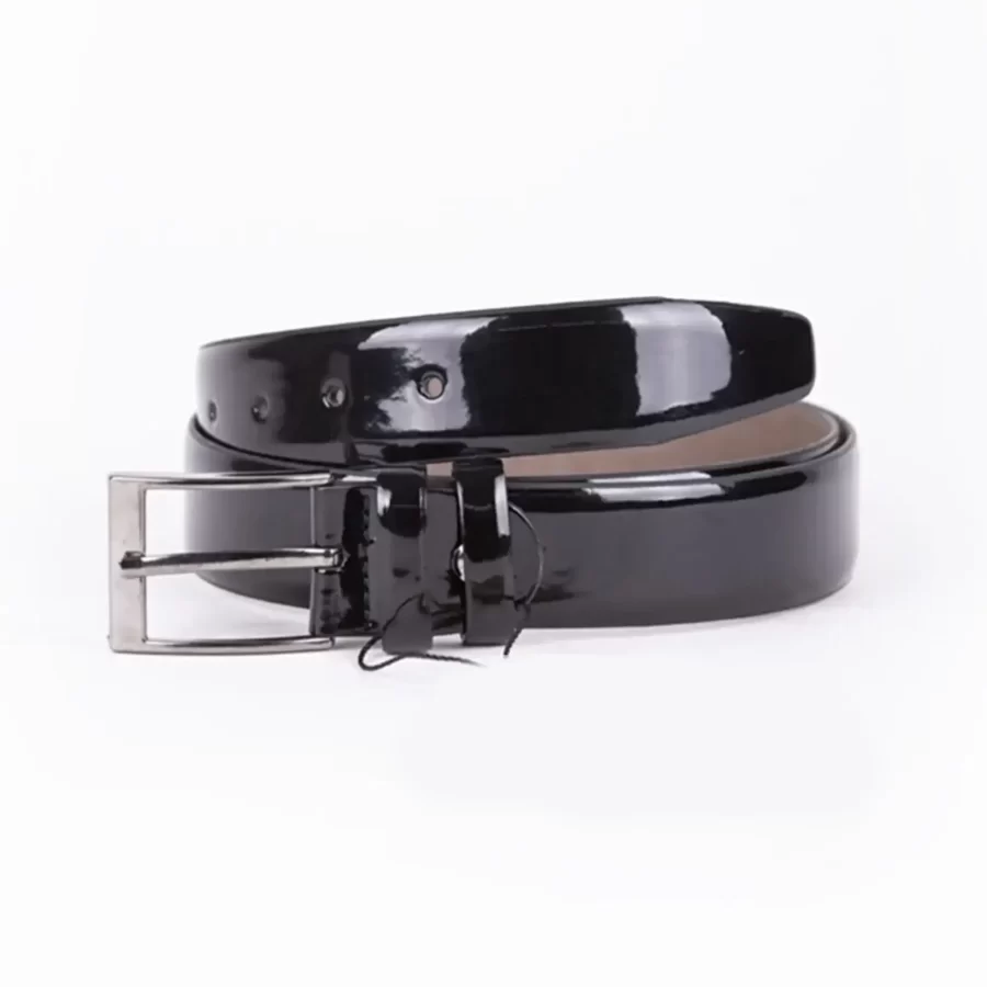 Black Patent Mens Vegan Leather Belt For Suit TYC00123236625 2