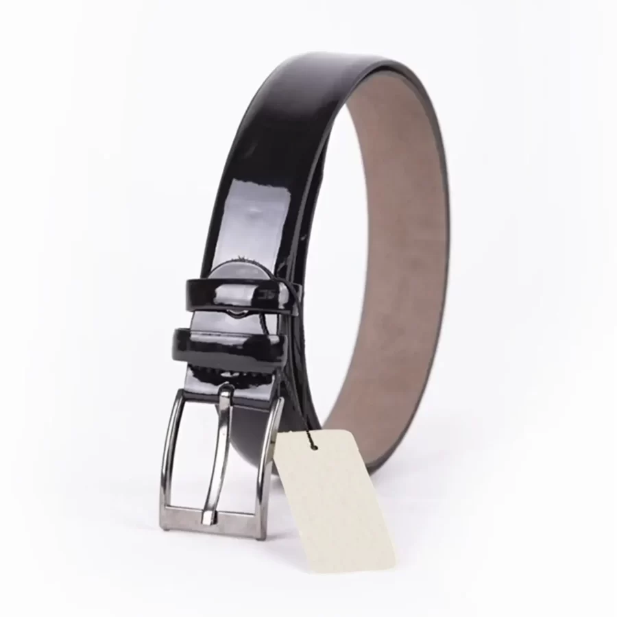 Black Patent Mens Vegan Leather Belt For Suit TYC00123236625 3