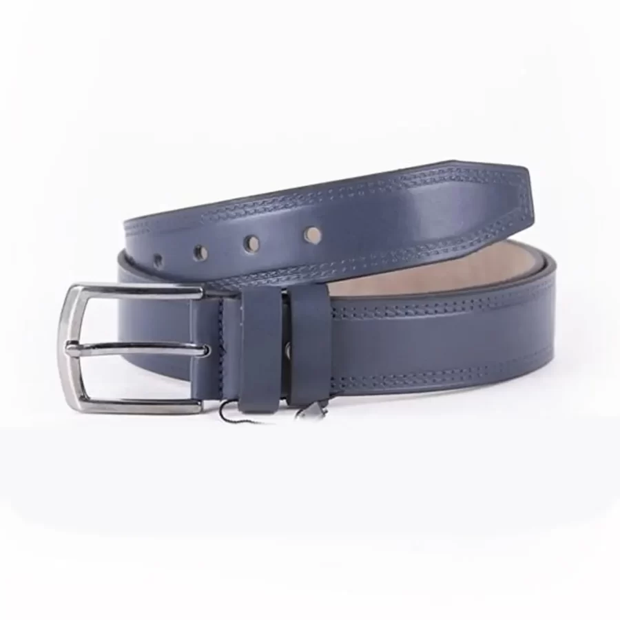 Blue Mens Vegan Leather Belt For Jeans ST00912 2