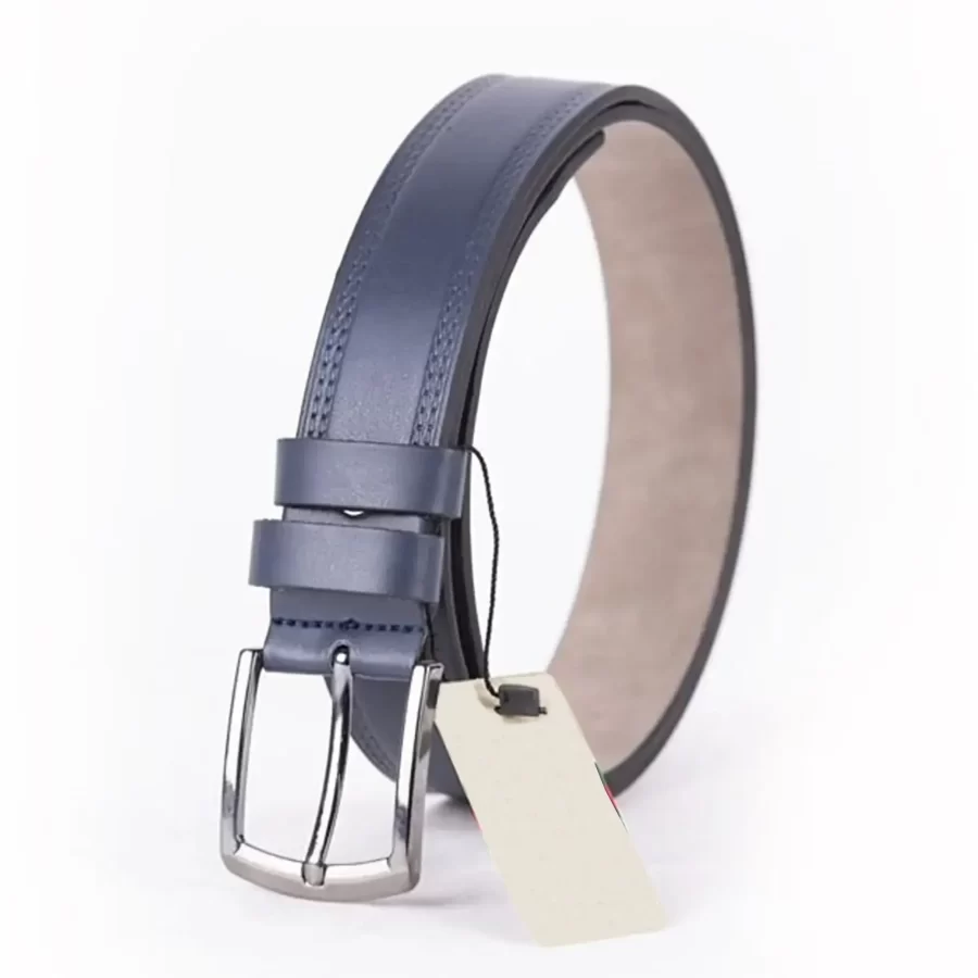 Blue Mens Vegan Leather Belt For Jeans ST00912 3