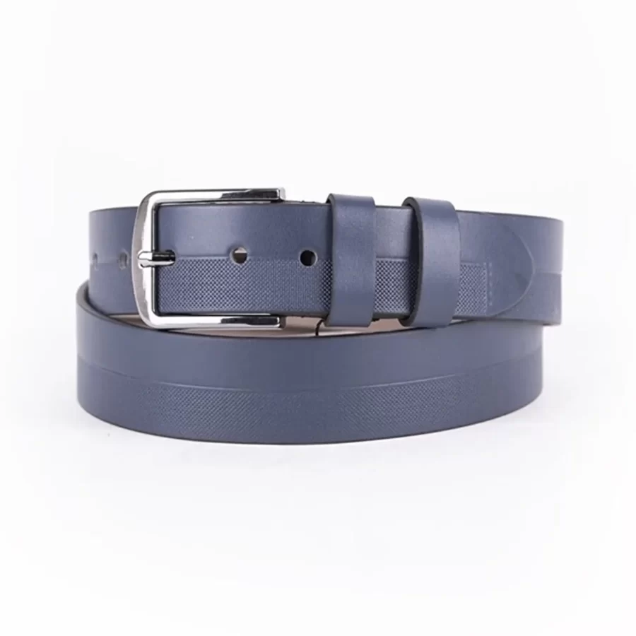 Blue Mens Vegan Leather Belt For Jeans ST00922 1
