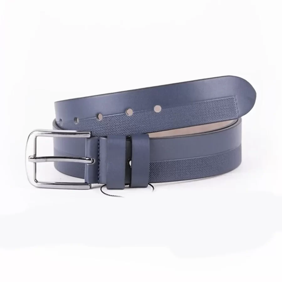 Blue Mens Vegan Leather Belt For Jeans ST00922 2