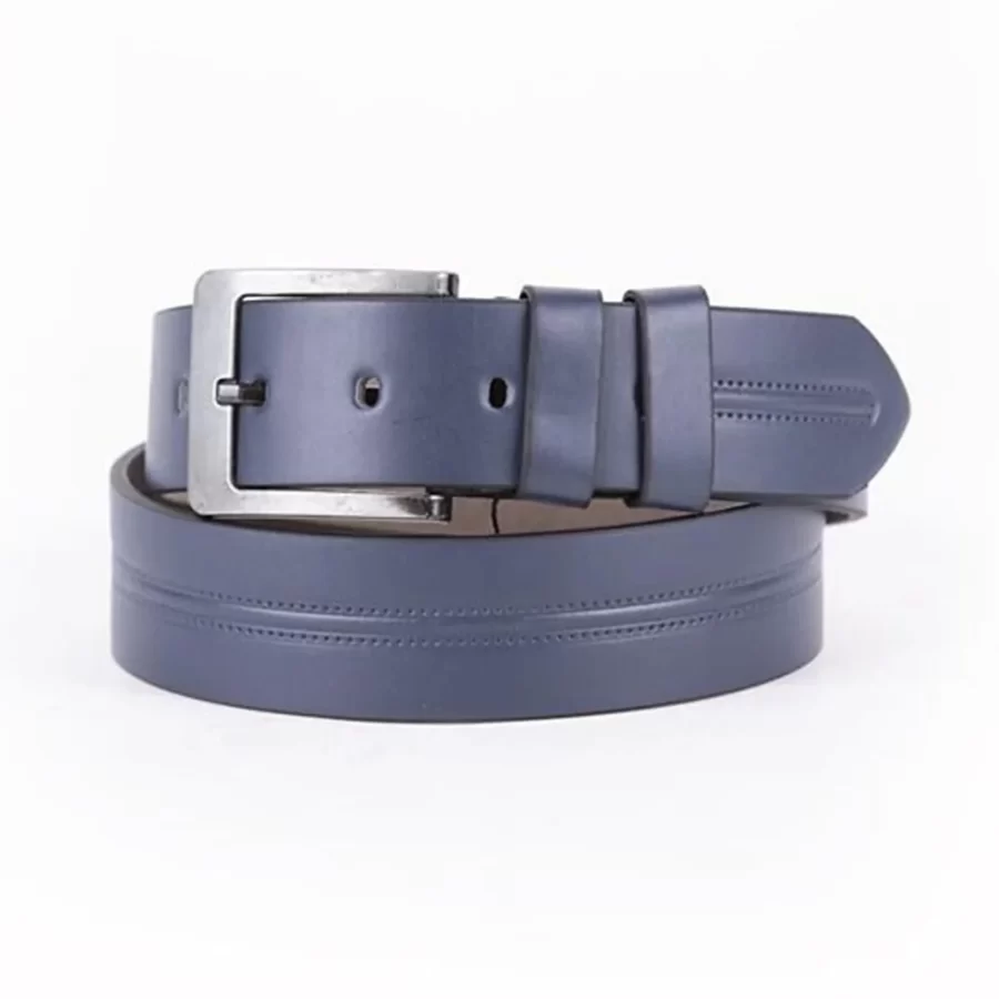 Blue Mens Vegan Leather Belt For Jeans ST00926 4