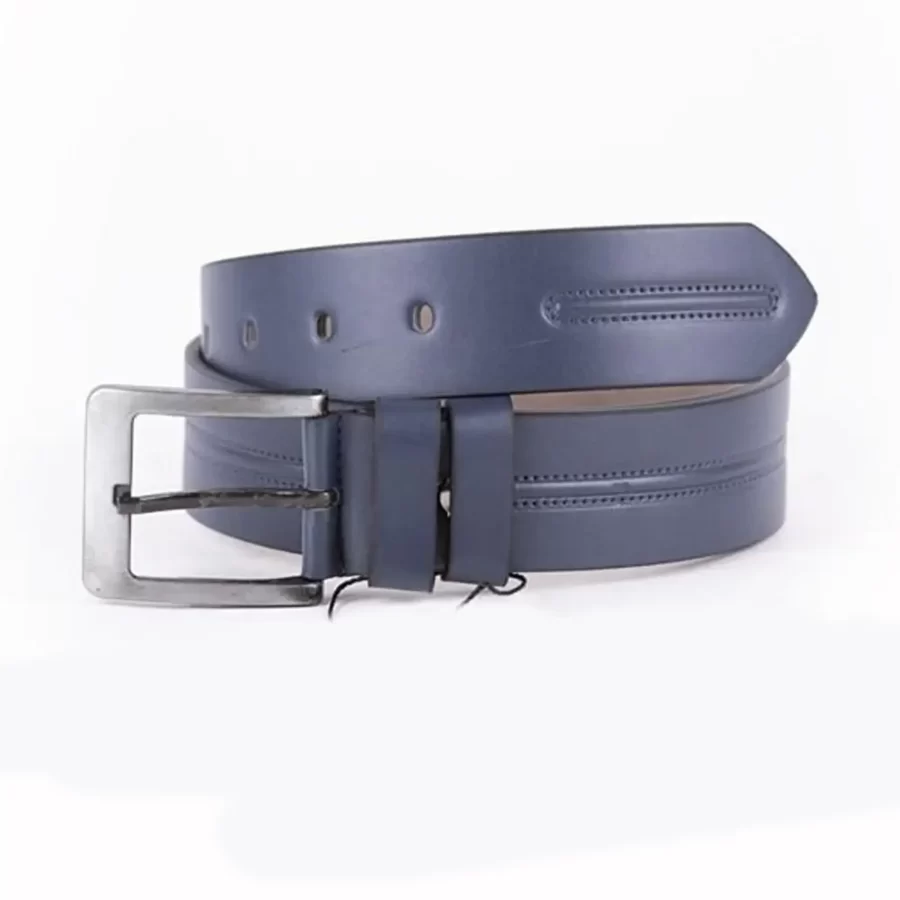 Blue Mens Vegan Leather Belt For Jeans ST00926 5