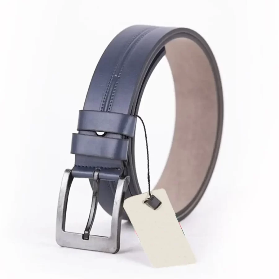 Blue Mens Vegan Leather Belt For Jeans ST00926 6