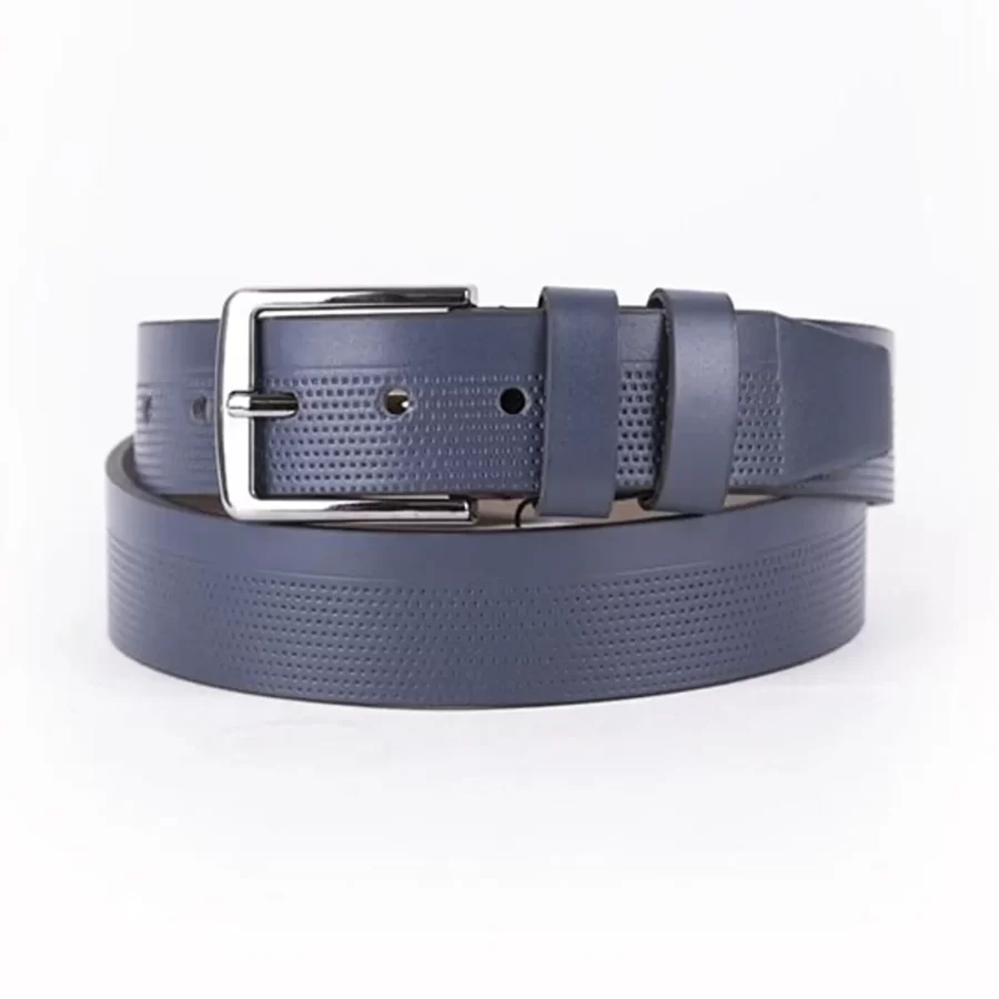 Blue Mens Vegan Leather Belt For Jeans ST00930 4