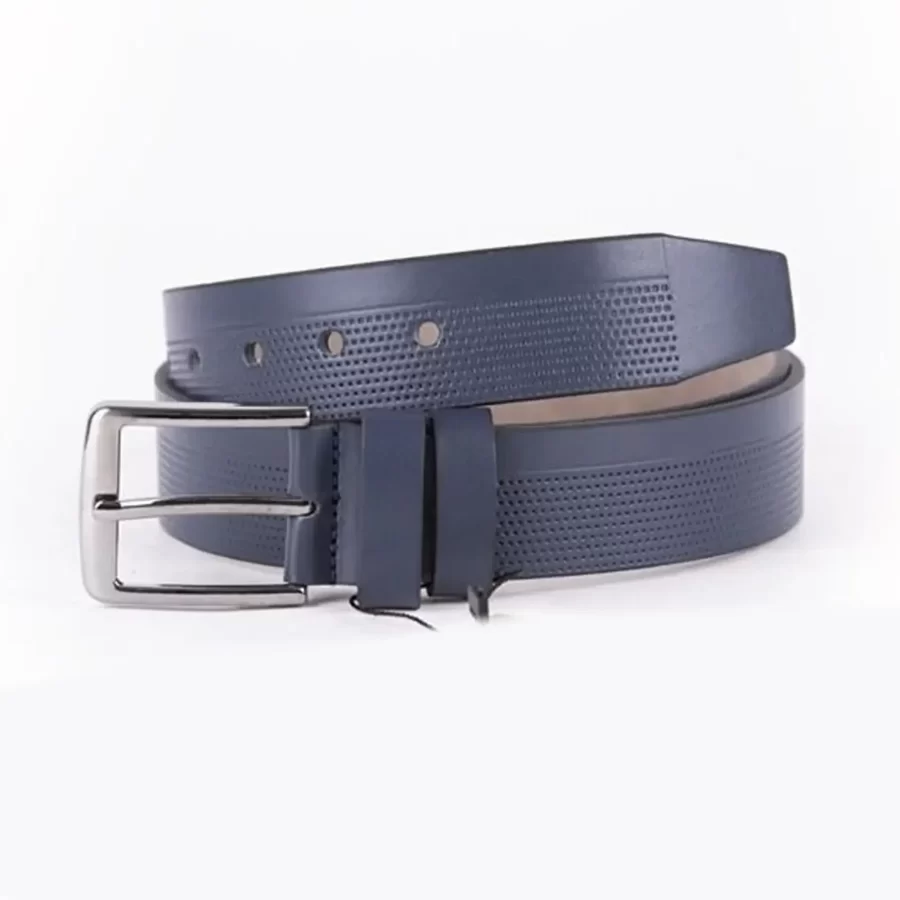 Blue Mens Vegan Leather Belt For Jeans ST00930 5